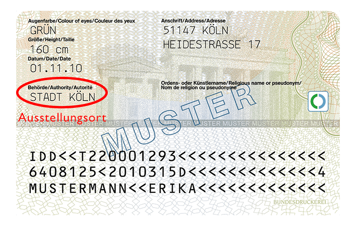Deutscher Personalausweis Rückseite