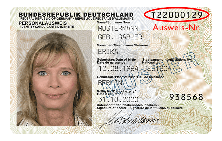 Deutscher Personalausweis Vorderseite