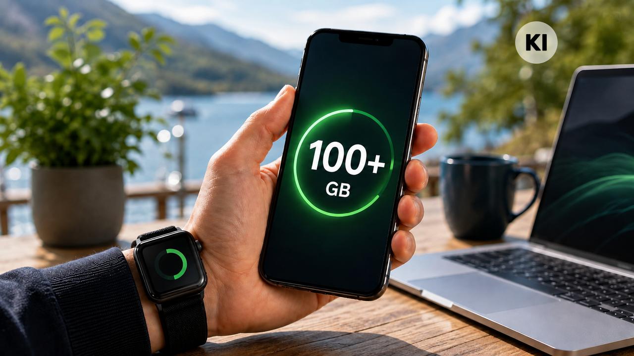 Handytarife mit 100 GB Datenvolumen oder mehr im Vergleich (KI-generiertes Symbolbild) Handytarife mit 100 GB Datenvolumen oder mehr im Vergleich (KI-generiertes Symbolbild)