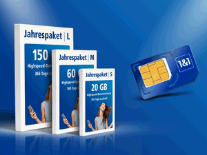 Zum Beitrag: 1&1 Prepaid-Jahrespakete für 49,99 € (20 GB), 69,99 € (60 GB) und 99,99 € (150 GB)