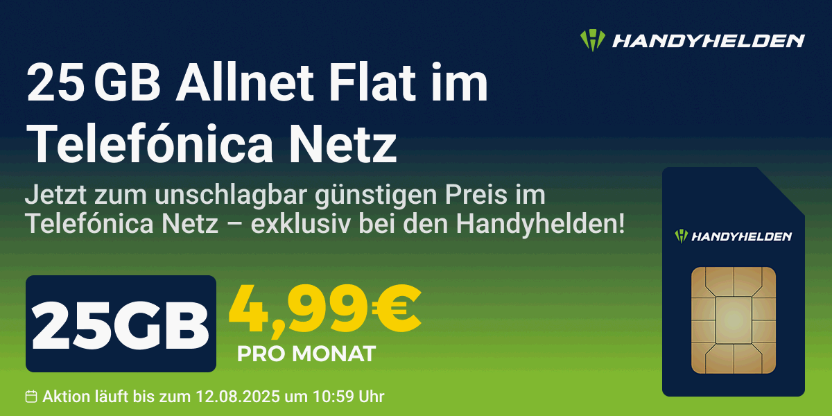 Zum Beitrag: Klarmobil Allnet-Flat 25 GB (monatlich kündbar) im Telefónica-Netz für 4,99 Euro Grundgebühr