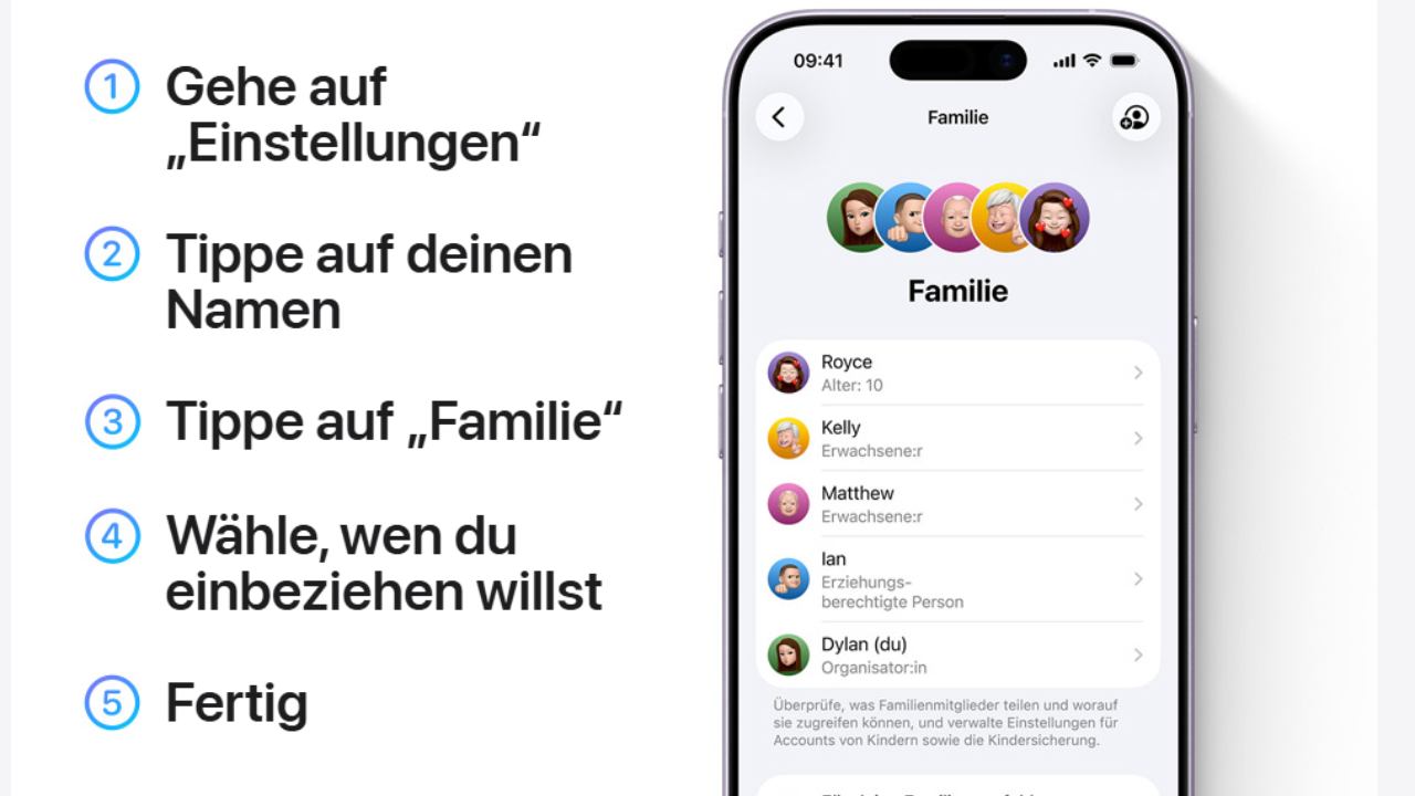 Apple Familienfreigabe Screenshot Apple Familienfreigabe Screenshot