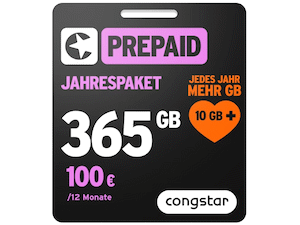 congstar Jahrespaket mit 365 GB im Flash Sale