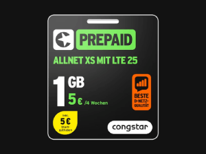 Congstar Prepaid Allnet XS 1GB