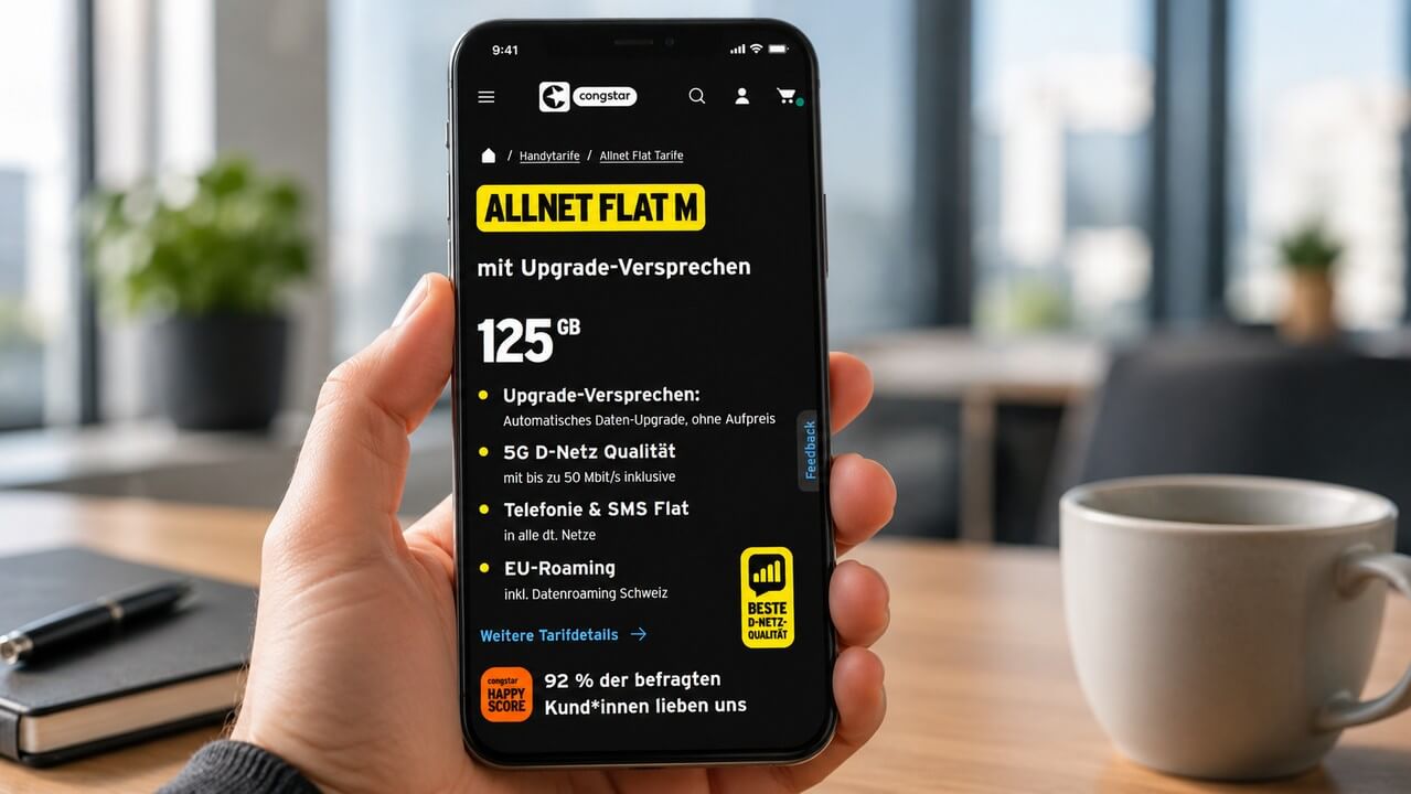 congstar Sommeraktion 2026: congstar Allnet-Flat M mit 125 GB Datenvolumen