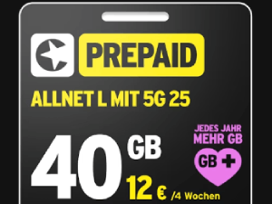 Zum Beitrag: Congstar Prepaid Allnet L: 40 GB für 12 € alle 4 Wochen − Wechselbonus 40 €