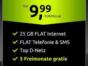 Zum Beitrag: crash: 25 GB Allnet-Flat für 9,99 € im Monat + 3 Freimonate