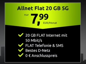 Zum Beitrag: crash Allnet-Flat 20 GB (Telekom, 5G): Weihnachtstarif für 7,99 € im Monat − und ohne Anschlusspreis