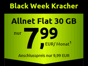 Zum Beitrag: crash Allnet-Flat 30 GB für 7,99 € zur Black Week