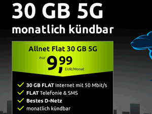 crash Allnet-Flat 30 GB (monatlich kündbar) im Telekom-Netz für 9,99 €