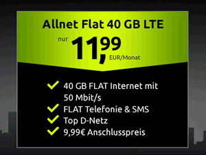 Zum Beitrag: crash Allnet-Flat 40 GB (Vodafone, LTE) für 11,99 € im Monat