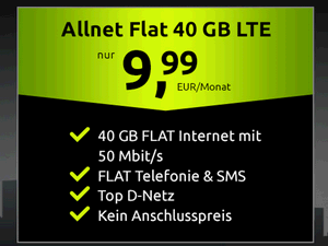 crash Allnet-Flat 40 GB LTE für 9,99 € im Monat (Black Friday 2024)