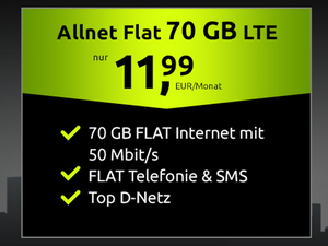 crash Allnet-Flat 70 GB LTE zur Black Week 2024 für 11,99 € im Monat