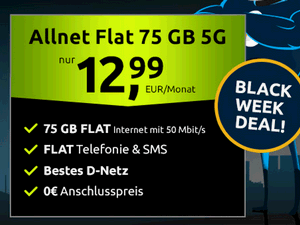 crash Allnet-Flat (75 GB) für 12,99 € im Monat im Telekom-Netz