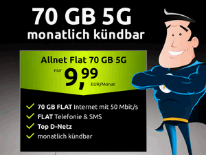 Monatlich kündbare crash Allnet-Flat im Vodafone-Netz für 9,99 Euro Grundgebühr