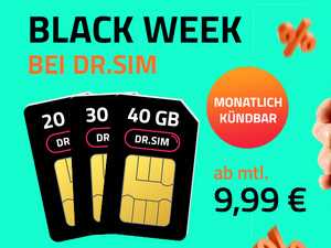 Zum Beitrag: Dr. SIM Black Friday Aktion 2024 startet: 30 GB Allnet-Flat im Vodafone-Netz für 11,99 € im Monat, 40 GB für 14,99 € Grundgebühr