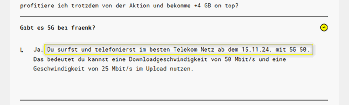 fraenk erhöht offiziell die Geschwindigkeit von 25 Mbit/s. auf 50 Mbit/s ab dem 15.11.2024