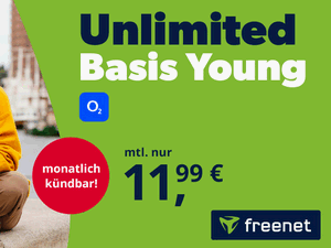 freenet Allnet Unlimited Basis Young (monatlich kündbar) für 11,99 € im Monat freenet Allnet Unlimited Basis Young (monatlich kündbar) für 11,99 € im Monat