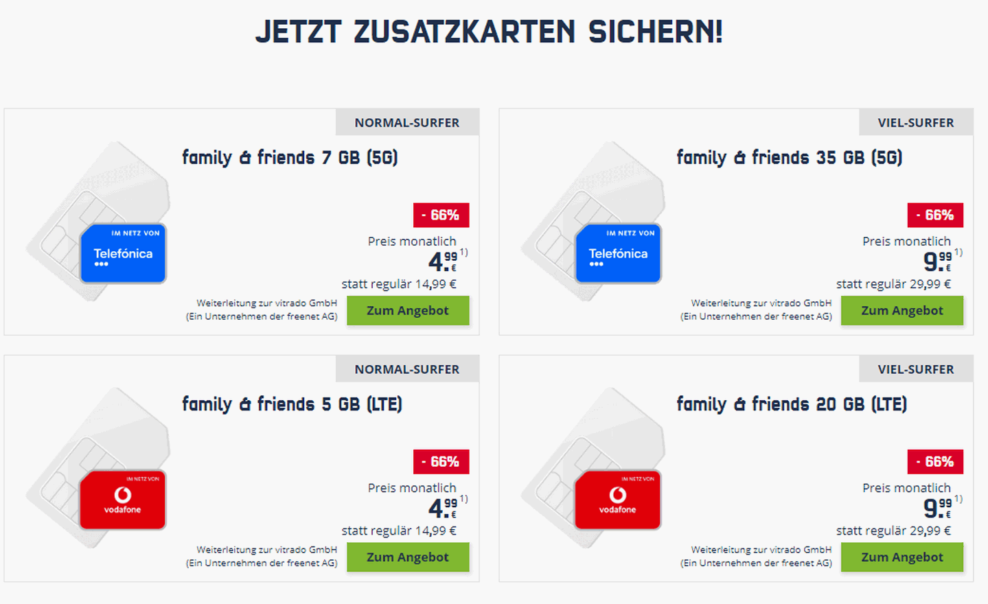 freenet Family & Friends Tarife in der Übersicht