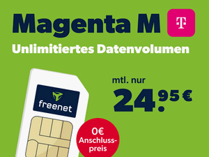 Zum Beitrag: Magenta Mobil M als Telekom Unlimited-Flat für 24,95 € Grundgebühr − Preisknaller bei freenet!