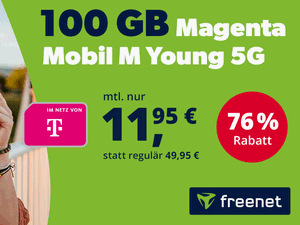 Zum Beitrag: Freenet Magenta Mobil M Young: 100 GB Allnet-Flat (5G) für 11,95 € im Monat (Altersgrenze: 27 Jahre)