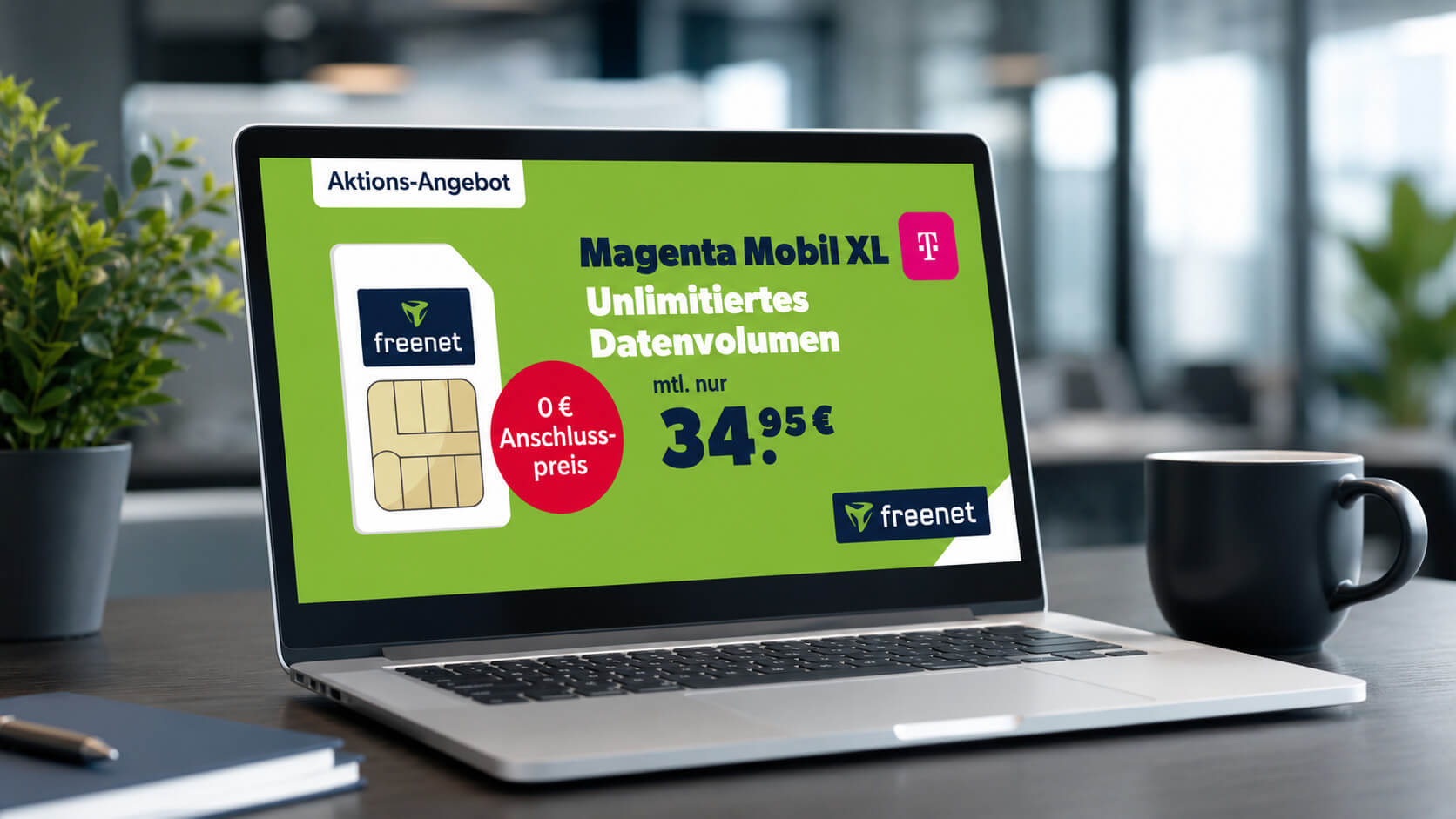 freenet Telekom MagentaMobil XL für 34,95 Euro Grundgebühr (KI-generiert)