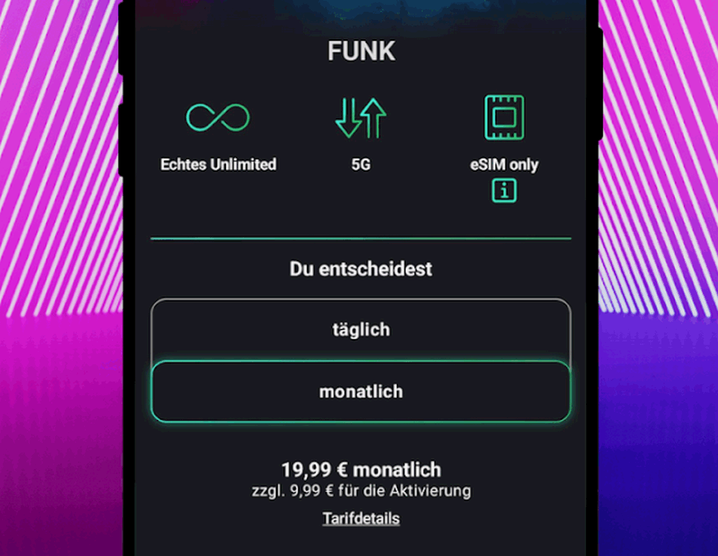 Die freenet FUNK Unlimited-Flat gibt's seit November 2025 auch als Monatstarif