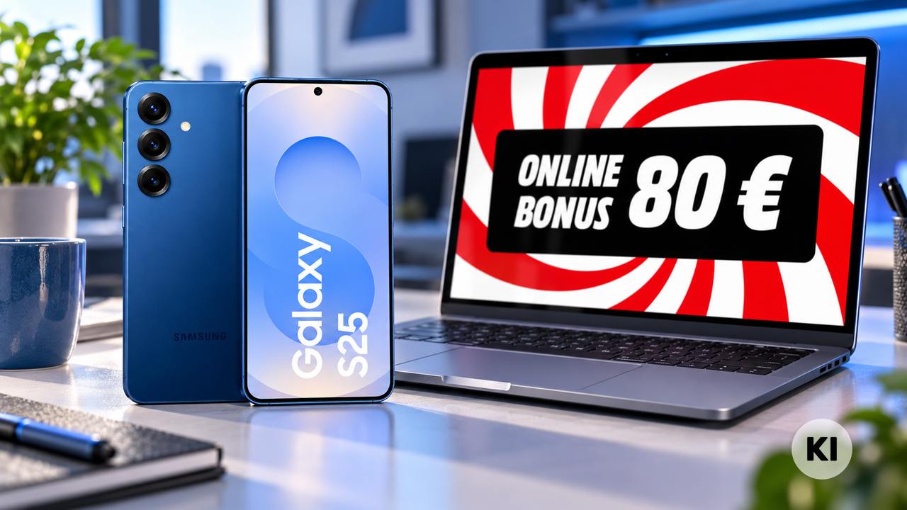 Samsung Galaxy S25 im Vertrag unter 20 Euro im Monat mit 80 € Online-Bonus (Cashback)