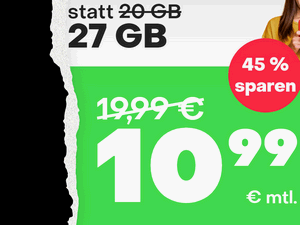 Zum Beitrag: handyvertrag.de Allnet-Flat-Aktion mit 27 GB für 10,99 € im Monat