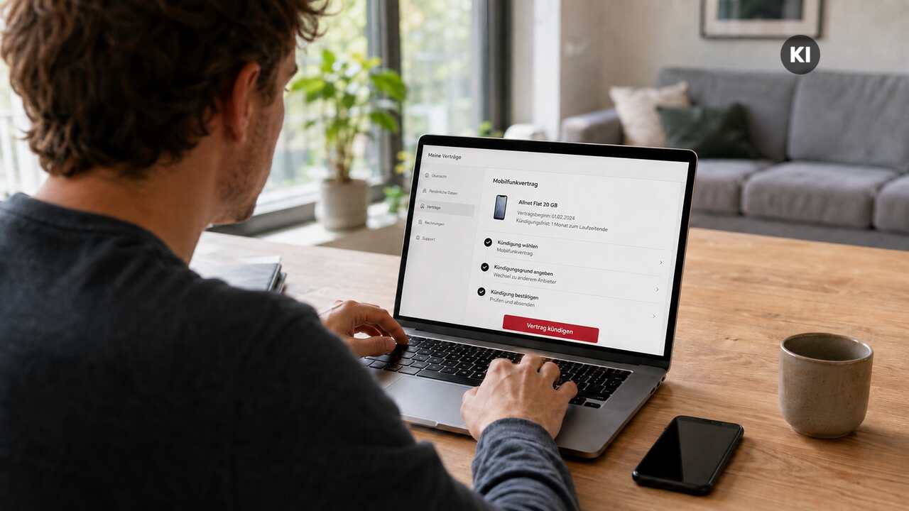 Handyvertrag kündigen am Laptop Handyvertrag kündigen am Laptop