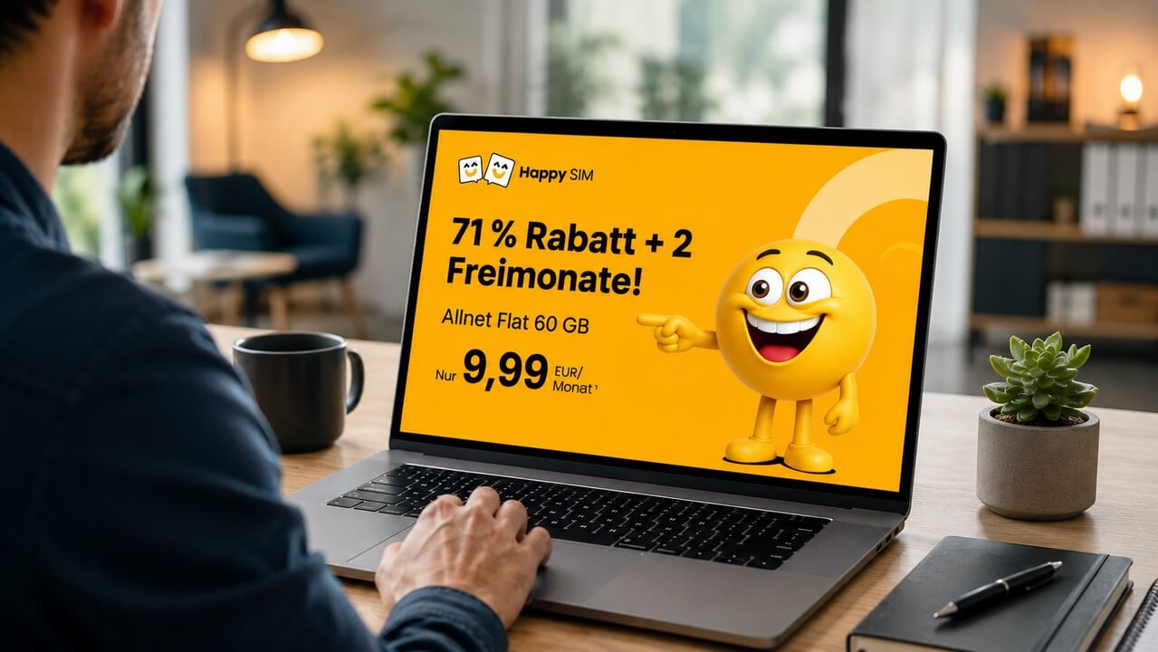 Happy SIM Aktionstarif mit 2 Freimonaten für 9,99 Euro Grundgebühr