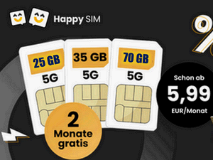 Happy SIM Black-Friday-Aktion: 2 Monate gratis Happy SIM Black-Friday-Aktion: 2 Monate gratis