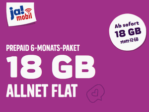 Zum Beitrag: ja! mobil: Prepaid 6-Monats-Paket jetzt mit 18 GB Datenvolumen