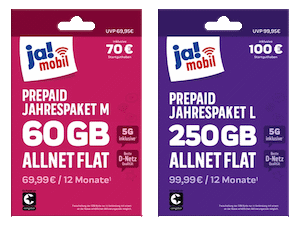 ja! mobil Prepaid-Jahrespakete