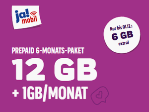 ja! mobil Prepaid 6-Monats-Paket mit 6 GB Daten extra