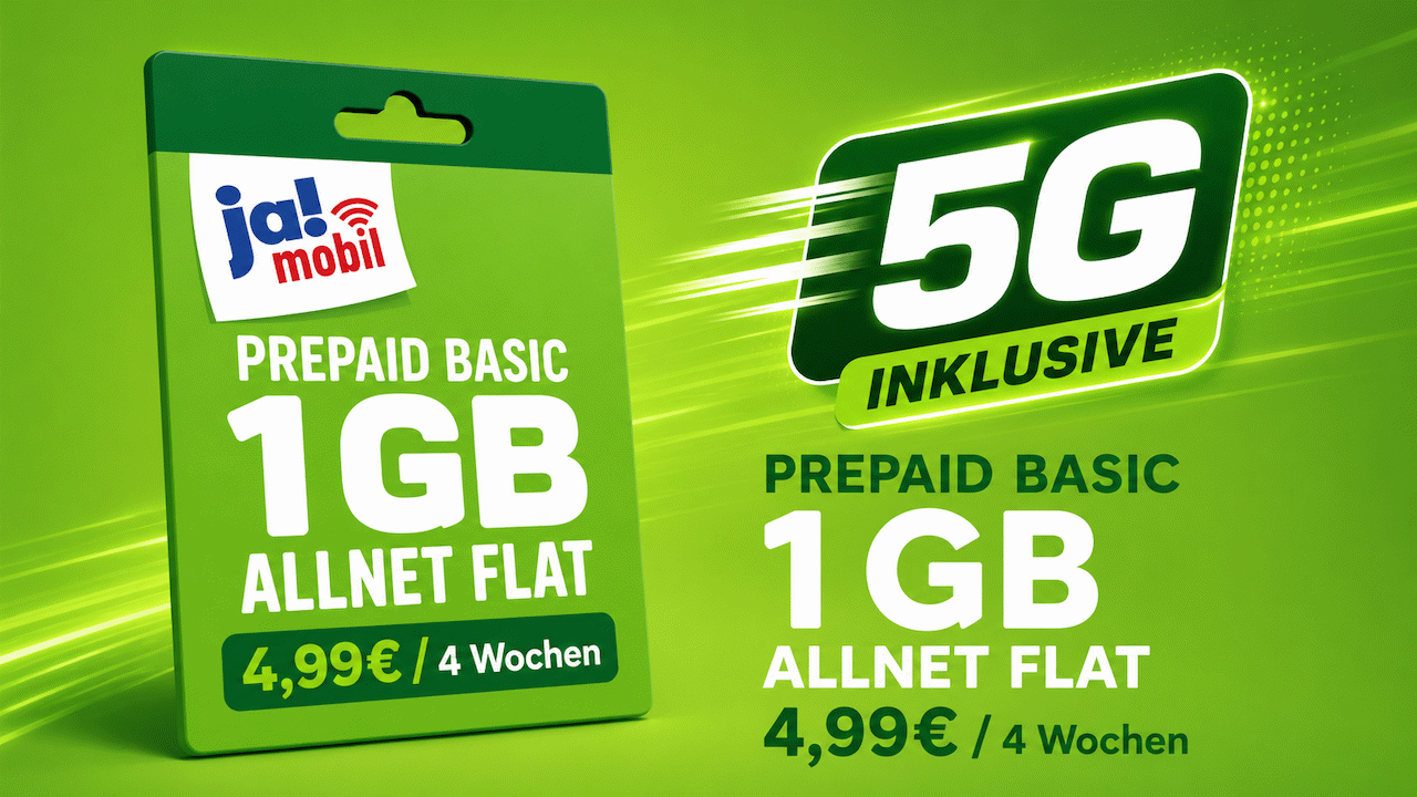 Zum Beitrag: Ja! mobil: Kleinste Prepaid-Allnet-Flat für 4,99 € erhält 5G