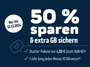 Zum Beitrag: ja! mobil: Startpaket mit 50% Rabatt = SIM-Karte vom 9.12.2024 bis 29.12.2024 für 4,98 € (nur per REWE-App?)