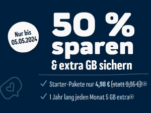 Zum Beitrag: ja! mobil Startpaket Angebot bis 5.5.2024 mit 50% Rabatt