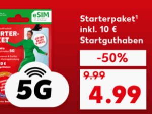 Zum Beitrag: Kaufland mobil: Starterpaket für 4,99 € inklusive 10 € Guthaben seit 27.6.2024 – SIM-Karte mit 50% Rabatt