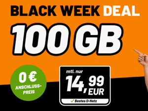 Klarmobil Allnet-Flat 100 GB für 14,99 € Grundgebühr im Monat im Telekom-Netz als Black-Friday-Deal