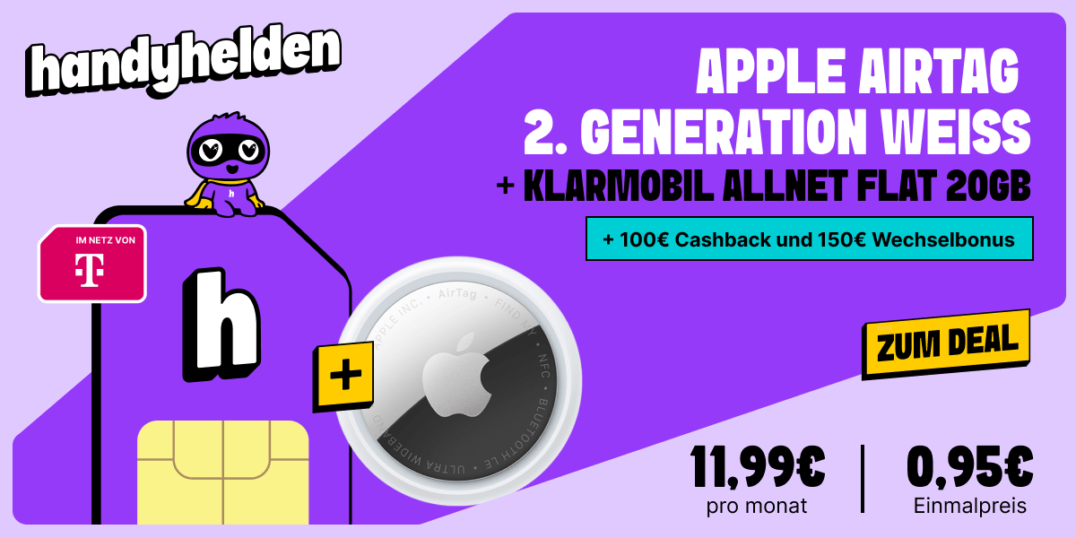 20 GB Klarmobil Allnet-Flat mit Apple AirTag für effektiv unter 3 Euro im Monat