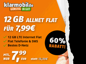 Klarmobil Allnet-Flat-Aktion für 7,99 € im Monat