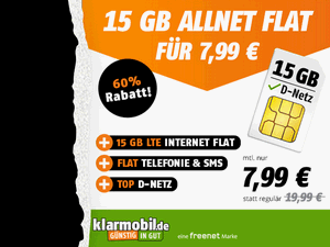 Zum Beitrag: Klarmobil Allnet-Flat 15 GB als Prime-Deal