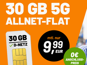 Zum Beitrag: Klarmobil: 30 GB Allnet-Flat [5G] im Vodafone-Netz für 7,99 € im Monat