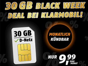 Klarmobil Allnet-Flat 30 GB Flex monatlich kündbar für 9,99 € als Black-Friday-Deal 2023