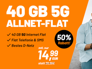 Zum Beitrag: Klarmobil Allnet-Flat 40 GB 5G für 14,99 € im Monat