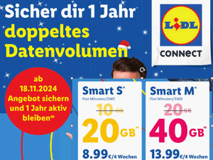 LIDL Connect: Doppeltes Datenvolumen für ein Jahr als Weihnachtsaktion 2024