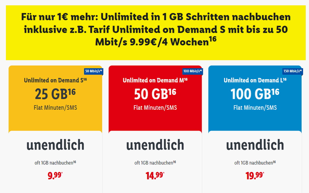 LIDL Connect Unlimited on Demand Tarife neu seit Oktober 2025 LIDL Connect Unlimited on Demand Tarife neu seit Oktober 2025