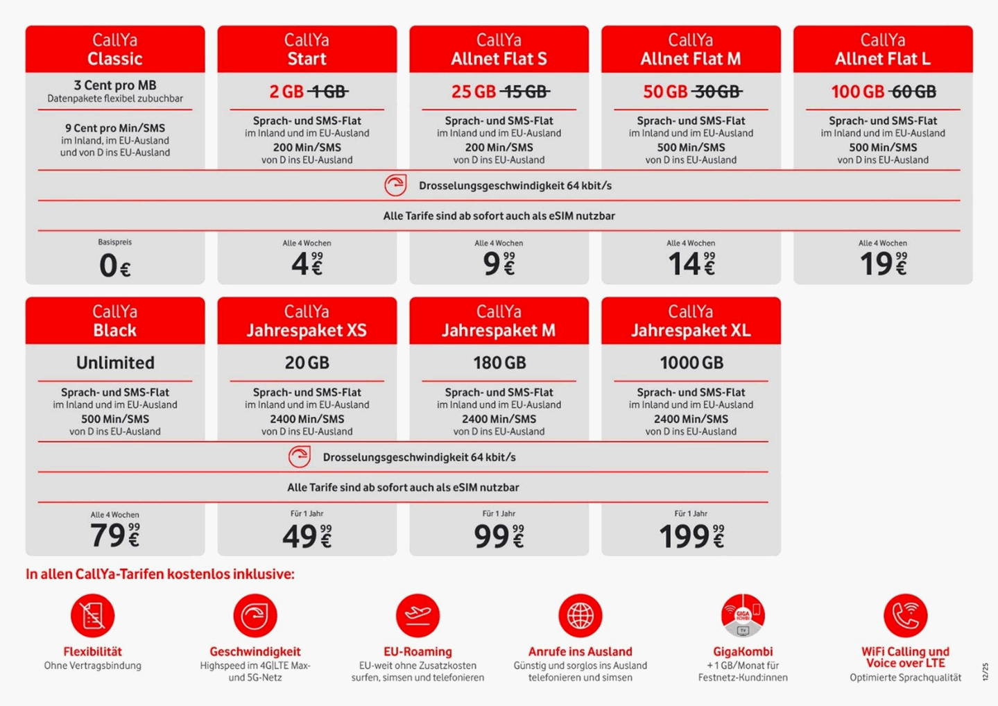 Neue Vodafone CallYa-Tarife ab dem 2.12.2025 Neue Vodafone CallYa-Tarife ab dem 2.12.2025