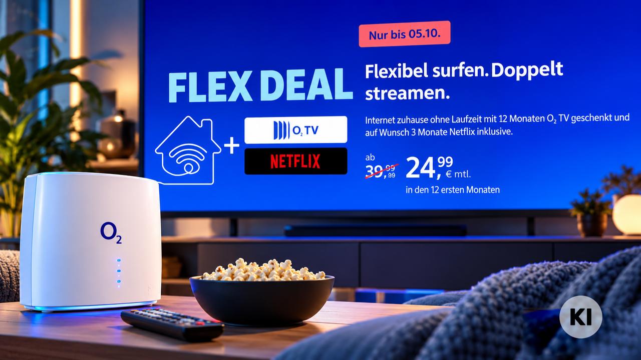 o2 Flex Deal: o2 Home mit 10 € Rabatt und o2 TV für 12 Monate geschenkt